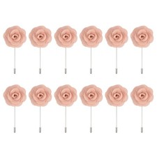 12Pcs Groom Boutonnieres Rose Boutonnieres Pins 3.5"x1.6" for Wedding Deep Pink