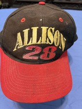 Davey Allison Hat 28 Vintage NASCAR 90s Red Black Snapback Hat Racing A Star