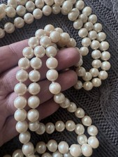 Genuine Cultured Pearl 92" Rope Necklace 151.8g Continuous Knotted Vintage Cream