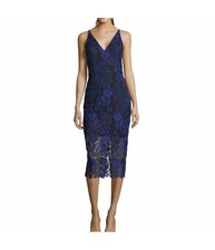 XSCAPE Womens Lace Sheath Dress, Blue, 4