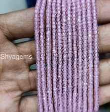 AAA Natural Zircon Rondelle Gemstone Beads, Pink Zircon Faceted Rondelle Beads