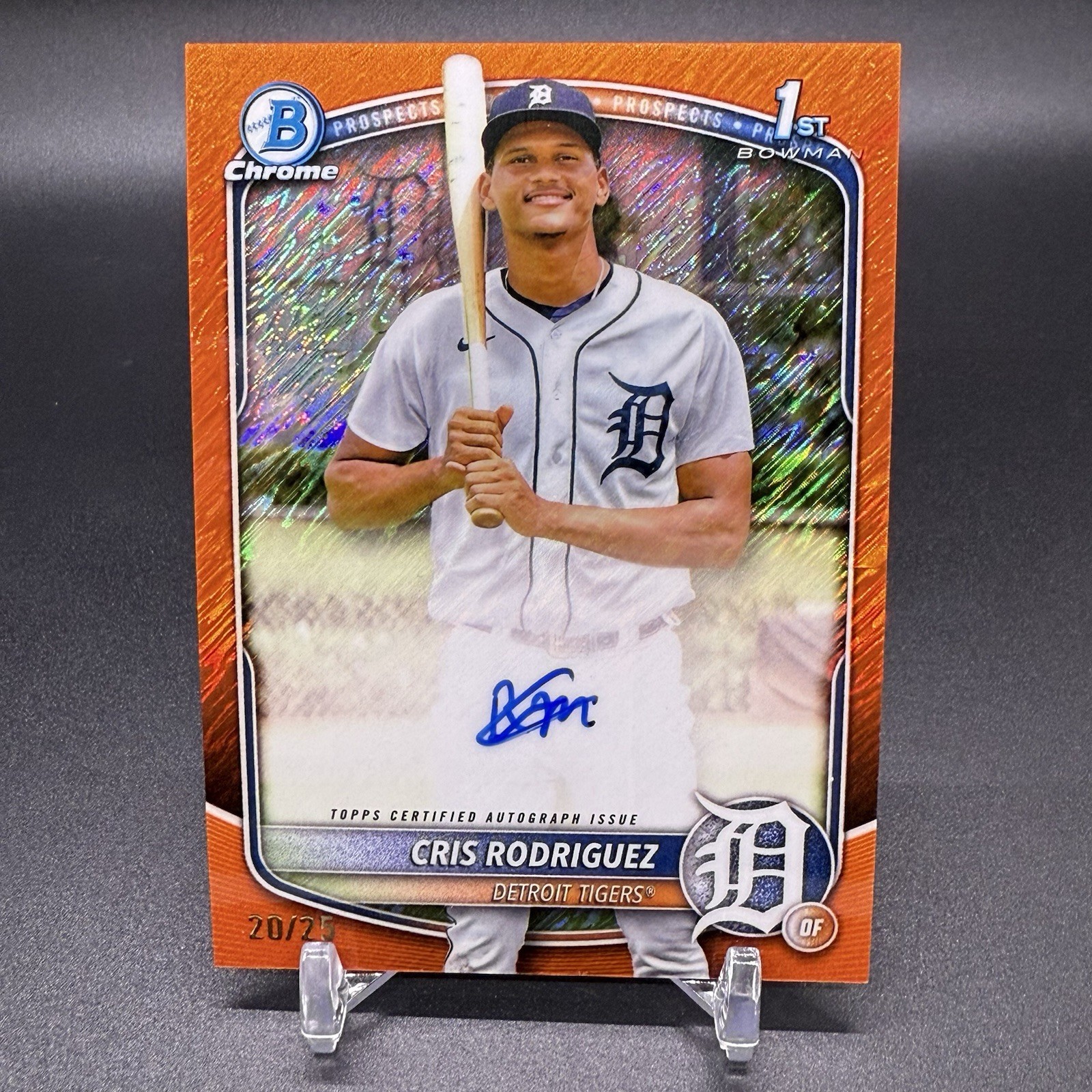 #/25! 🚨2025 1st Bowman Chrome Cris Rodriguez RC Auto Tigers Rookie Orange