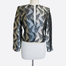 JONES NEW YORK Formal Blazer Womens Petite Sz 4 Gold Metallic Collarless Jacket