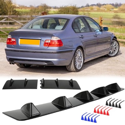 For E46 E90 325I 328I 330I Rear Bumper Diffuser Lip Splitter Spoiler 5 Fin Gloss