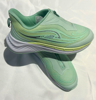 Avia Kids Mint Green Zip Sneakers Size 3 Youth Memory Foam Shoes New in Box