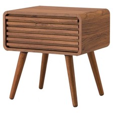 New Pacific Direct Wilson 19" Wood Slat Side Table in Brown/Walnut