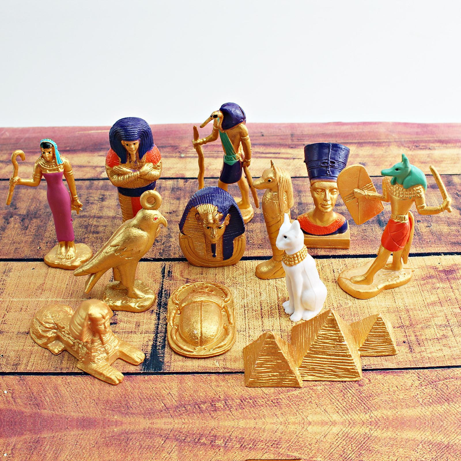 12 Pieces Ancient Egypt Toys Ornament Interactive Egyptian Figures