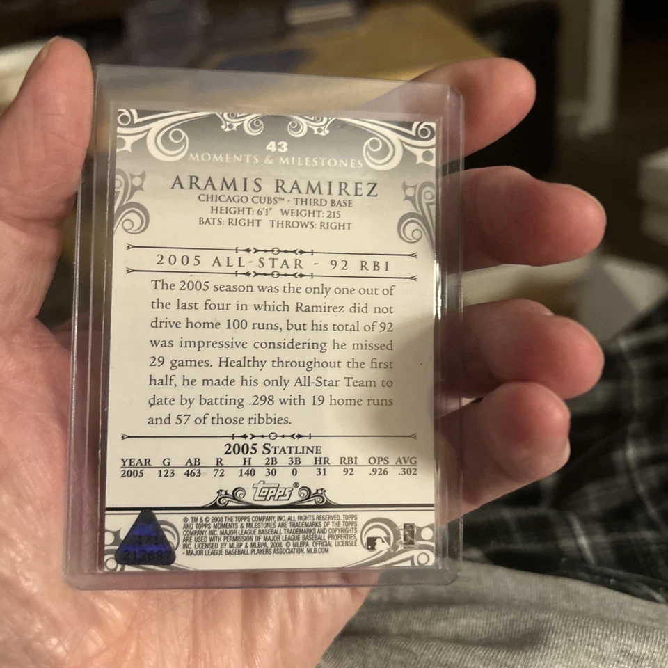 2006 Topps Moments & Milestones 1/1 23 Runs Batted In Seamus Рамирес - Изображение 2 из 2