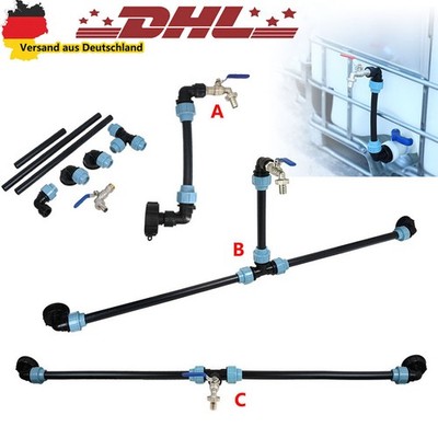 IBC Schwanenhals Auslaufhahn Adapter Verbinder Für 1-2 Container Regenwassertank