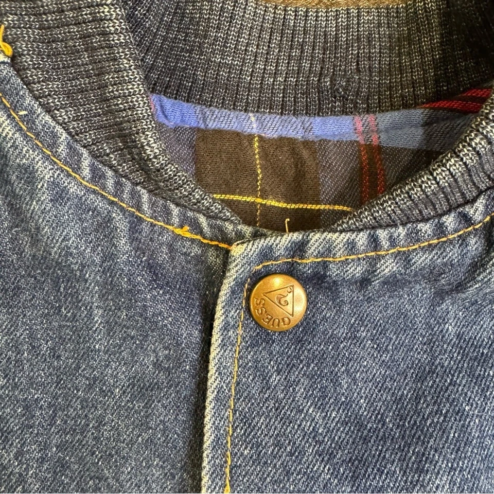 VTG 80's-90's Rare Guess Denim Spell Out Jacket Size Kids XL 6 - 6X/7 flannel  - Image 4 of 4