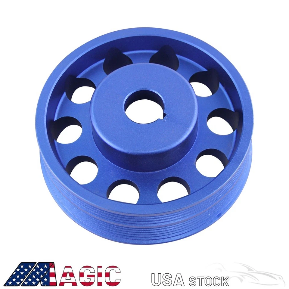 Light Weight Aluminum Crankshaft Pulley For Subaru Impreza WRX STI Forester Blue Foto 2 de 4
