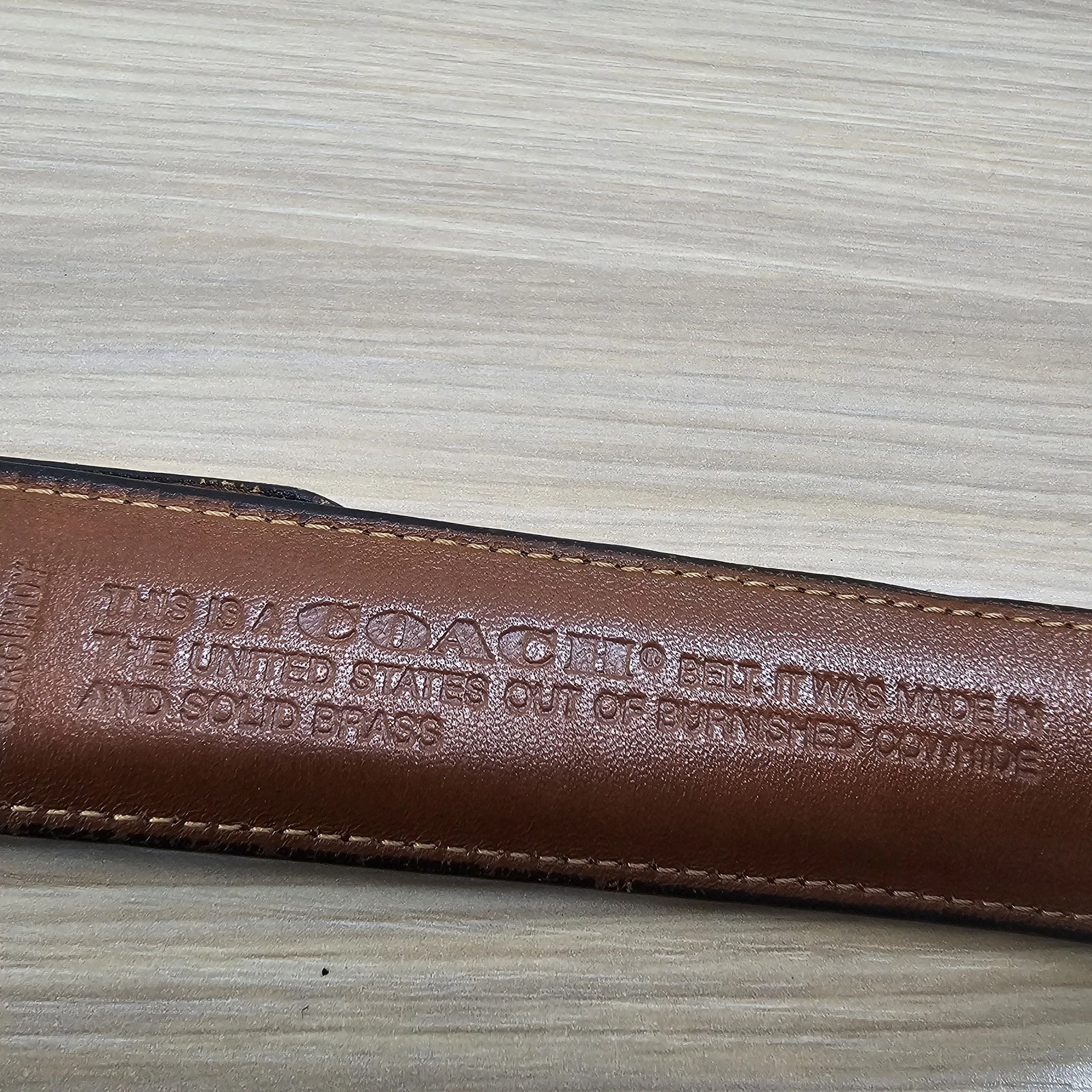 Cintura Coach Vintage 36 90 M Borgogna Pelle Magra Ottone Massiccio Fibbia Abito USA