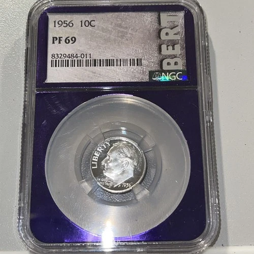 1958 PF 69 Proof 10C Uncirculated Roosevelt Dime NGC Bert Label