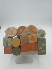 15 Piece Small Wooden Block Playset Travel New Free Ship