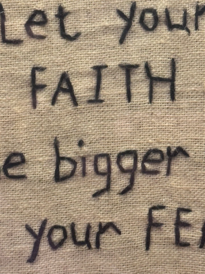 Country Primitive Framed Sampler Stitchery Distressed Wood Frames 8”x8” - Image 3 of 4