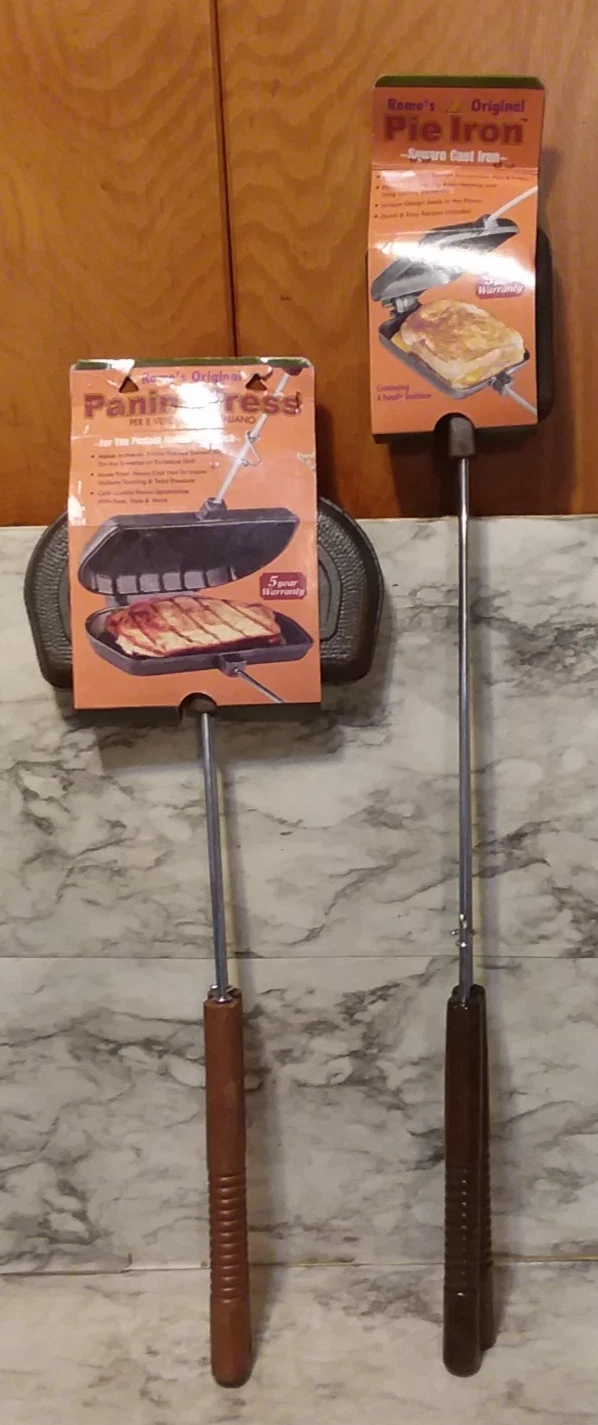 NEW ROME'S Campfire S'Mores/Sandwich 28" Pie Iron & 23" Panini Press Wood Handle
Opens in a new wind