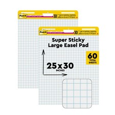 Post-it Super Sticky Easel Pad, 25 x 30 Inches, 30 Sheets/Pad, 2 pads, White