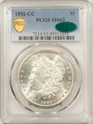 1892-CC $1 MORGAN DOLLAR - PCGS MS-63, BLAST WHITE! CARSON CITY & CAC APPROVED!