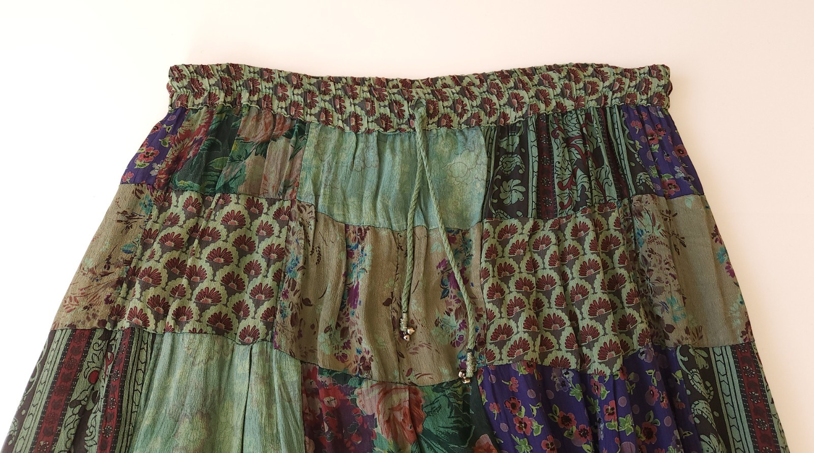 Sacred Threads Tiered Boho Patchwork Green Floral… - image 3