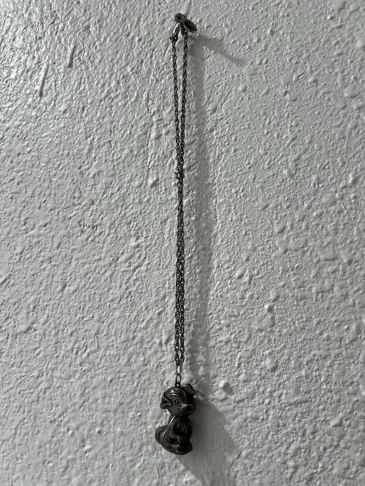 Cachorro Colgante 3D Peltre Hinchado Colgante Collar Pesado "¡No Mires a los Ojos"! Foto 3 de 4