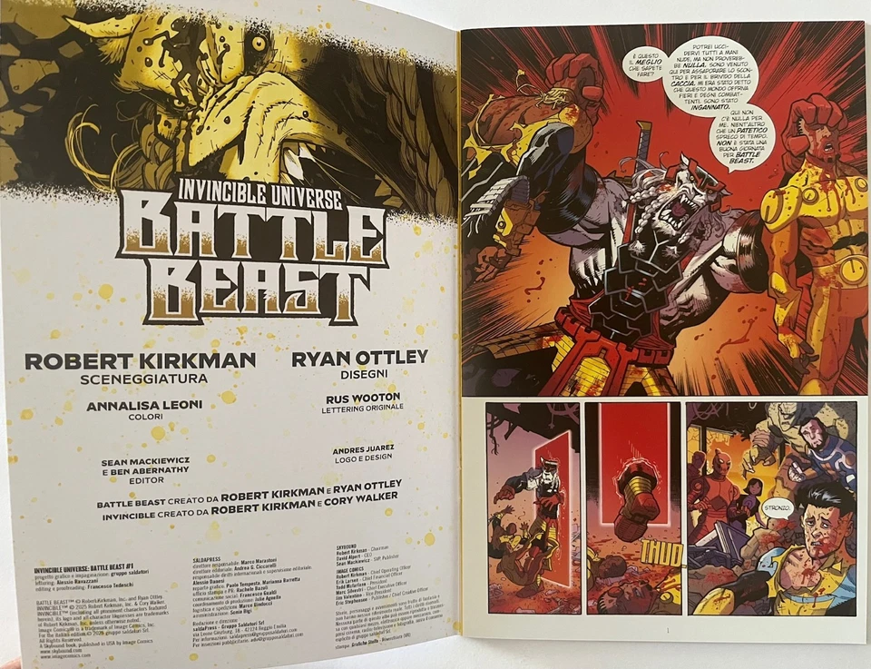 Invincible Universe Battle Beast #1 Red Blood Blank Cover Variant Italian Nuovo - Immagine 4 di 4
