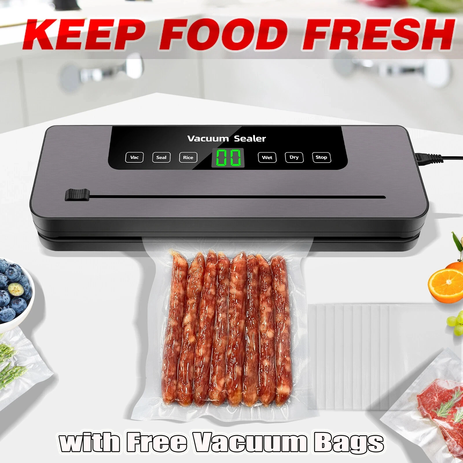 Vacuum Food Sealer Machine Automatic Dry Wet Bags Pack Manual Sealing + 10 bags
Opens in a new windo