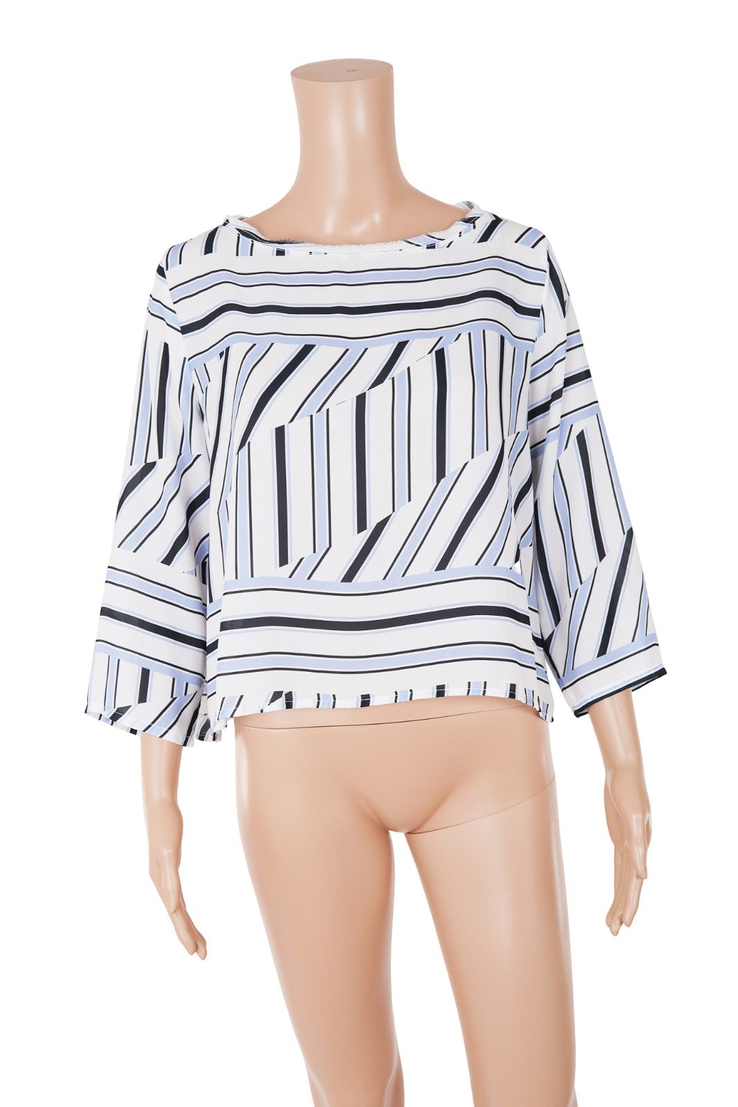 Blusa Tensione In Righe Geometriche Made Italy Manica 3/4 Donna S
