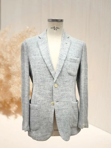 G. English Jacket For Man Blue Special Texture Single Breasted With 3 Pockets video thumbnail