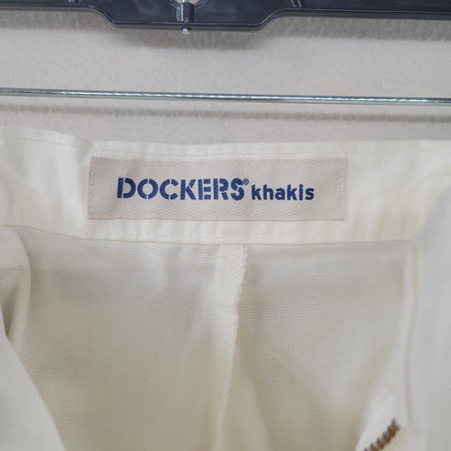 Dockers Khakis Shorts Mens 36 White Pleated 100% Cotton No Wrinkle Classic 90s - Picture 5 of 8