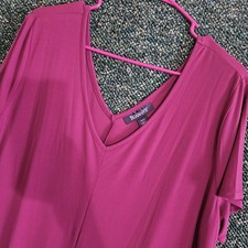 Roaman’s Women Dress Size 18/20 Magenta Short Sleeve V Neck Swing Midi Dress