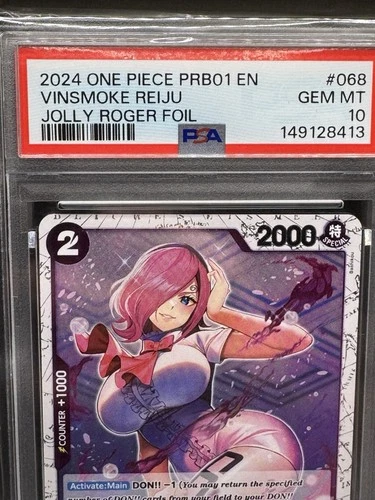 Vinsmoke Reiju- One Piece PRB01 OP06-068 Waifu Jolly Roger Foil PSA 10