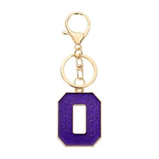 Initial Letter Keychain, Alphabet Letter A-Z Keyring, Purple O 