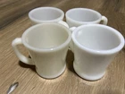 Set Of 4 Vintage Fire-King Ivory Milk Glass D-Handle Coffee Mugs– Oven Ware Cup