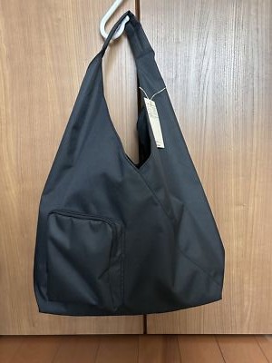 MUJI Water Repellent One Shoulder Bag Black with Exterior Pocket