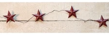 NEW PRIMITIVE Americana Barn STAR Garlands SET OF 2 BURGUNDY 5 ft long x 2.75" W
