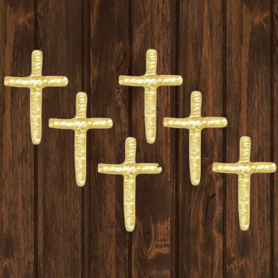 Mini Gold Christian Cross Embroidered Patch   Iron On