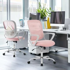Ergonomic Swivel Office Chair - Adjustable, Pink, Perfect for Home & Bedroom Use