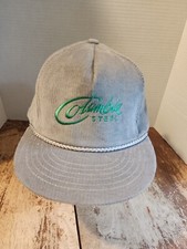 Vintage Gray Corduroy Colombia Steel Trucker Snapback Hat Made In The USA