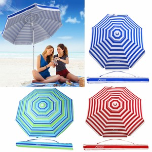 6-5-FT-Striped-Beach-Umbrella-UV-Protection-w-Tilt-Telescoping-Pole-Adjustable