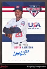 2017 USA Baseball Stars and Stripes College #9 Devin Hairston AUTO 097/499