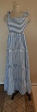 SHEIN Curvy Striped Hem Cami Tie Shoulder Ruffled Maxi Sun Dress Size XXL 48" Lg