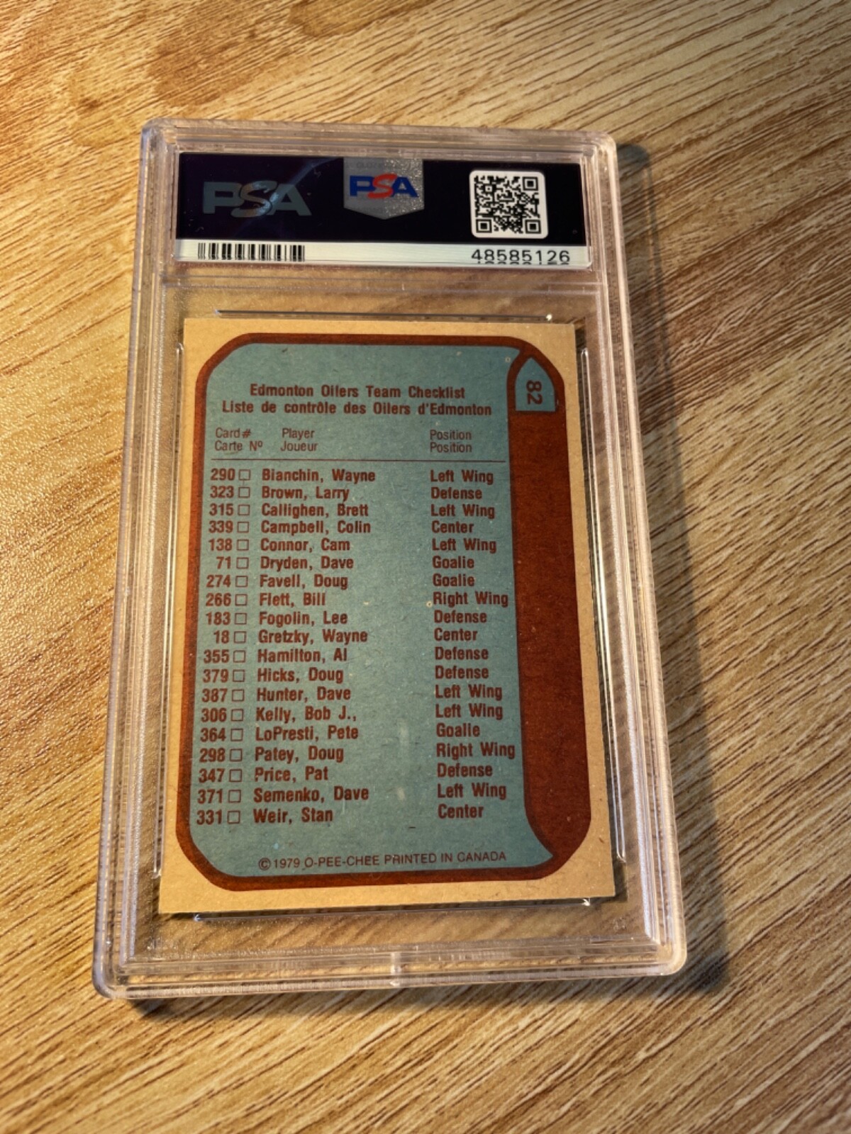 1979 o-pee-chee wayne gretzky #18 psa-1.5 and oilers emblem #82 psa-6 view 6