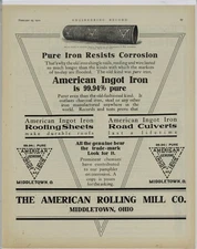 1910 ARMCO American Rolling Mill Co. Ad: PURE IRON - Middletown, OhiO