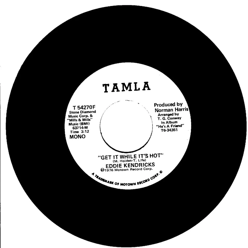 Eddie Kendricks – "Get It While It's Hot" Mono/Stereo Promotional 7" 45 - Image 2 of 4