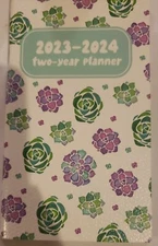 2023-2024 2-Year Pocket Planner Purple/Green Rose For School, Work, Appointment 