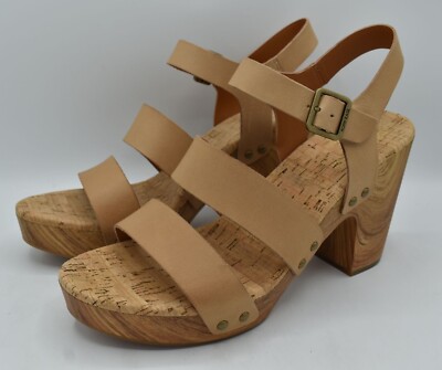 Kork Ease Womens Size 11 Della Natural Full Grain Leather Platform Sandals Shoes