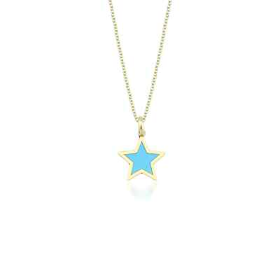 14K GELBGOLD MINIMALISTISCHE TÜRKIS STERNE HALSKETTE