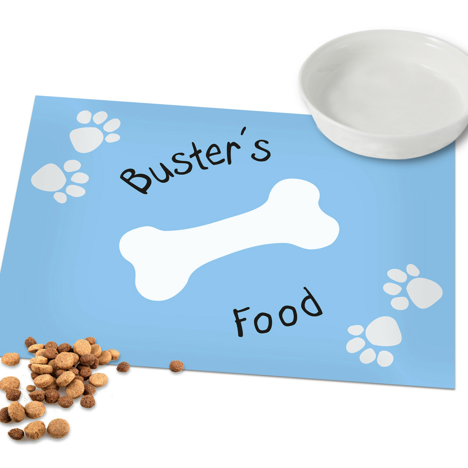 PERSONALISED Dog Placemat. Blue DOGS Feeding Mat. For Dog Or Puppy Food Bowl