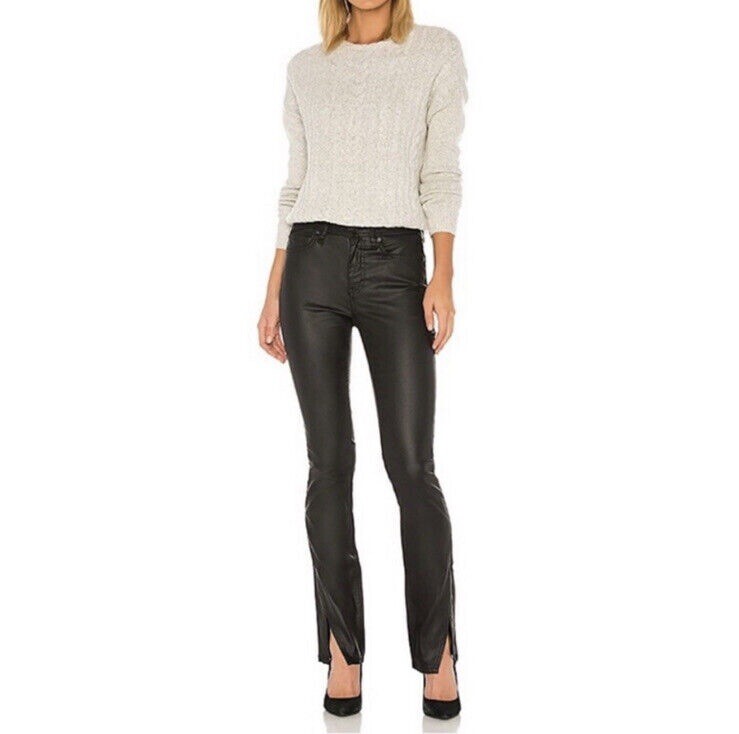 Free People We The Free Spellbound Coated Bootcut Jean in Black Jeans 26 Pants