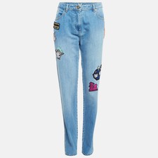 Kenzo Blue Applique Detail Denim Boyfriend Jeans M Waist 32"